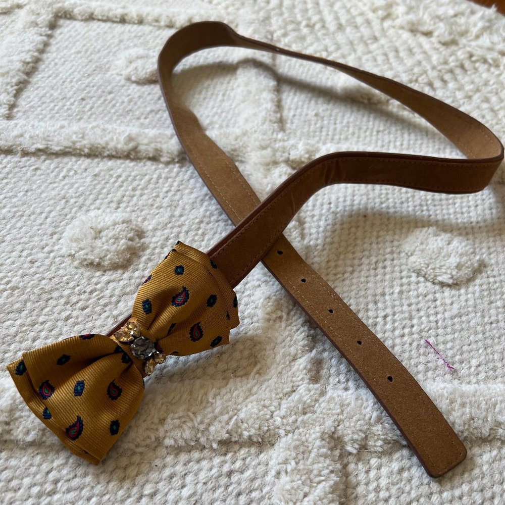 leather bow belt with pattern/rhinestones from anthropologie